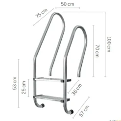 Escalera acceso asimétrica 2 peldaños| Equipamiento Piscina